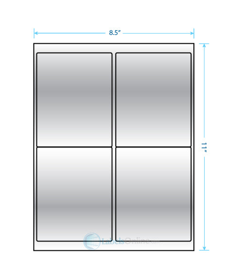 4" x 5" Barcode Labels - 4 up - Silver Foil