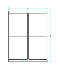 4" x 5" Laser/Inkjet Labels; 4 up; Vertical Perf (4,000 labels/case) - Standard White Matte