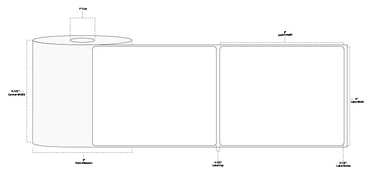 4" x 5" Premium Direct Thermal Paper Label; Perforated; 1" Core; 4" OD; 12 Rolls/carton (300 Labels/roll)