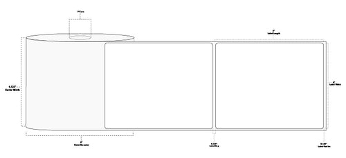 4" x 5" Standard Direct Thermal Paper Label; Perforated; 1" Core; 5" OD; 4 Rolls/carton (565 Labels/roll)