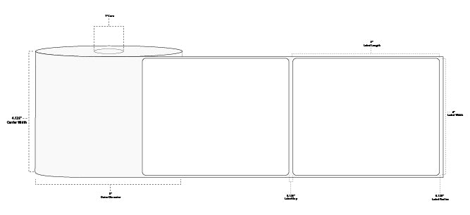 4" x 5" Standard Direct Thermal Paper Label; Perforated; 1" Core; 5" OD; 4 Rolls/carton (565 Labels/roll)