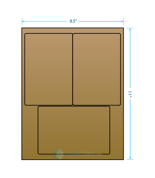 4" x 6" - 3 up - Brown Kraft (Laser / Inkjet)
