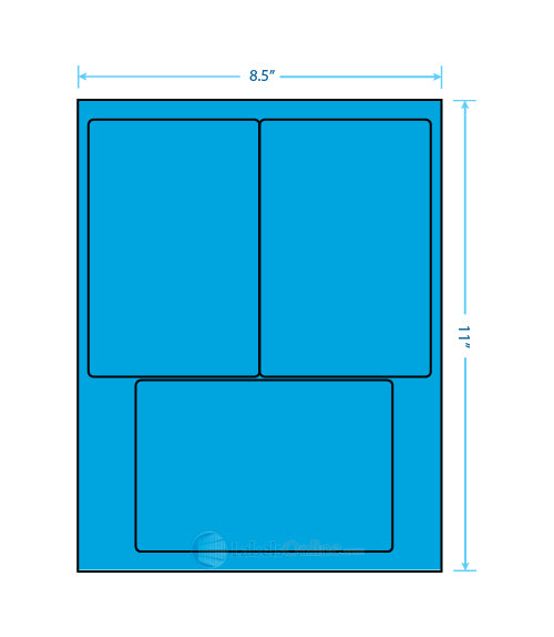 4" x 6" - 3 up - Fluorescent Blue (Laser)