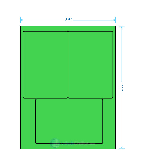4" x 6" - 3 up - Fluorescent Green (Laser)