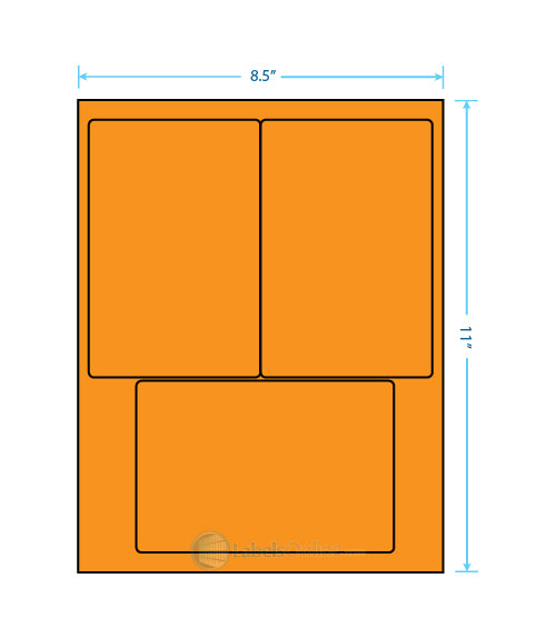 4" x 6" - 3 up - Fluorescent Orange (Laser)