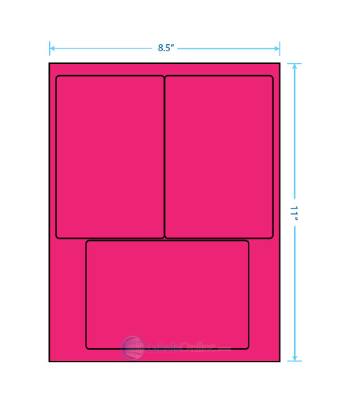 4" x 6" - 3 up - Fluorescent Pink (Laser)