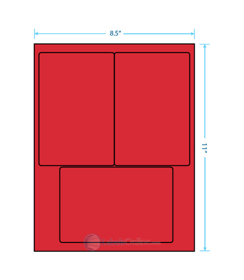 4" x 6" - 3 up - Fluorescent Red (Laser)