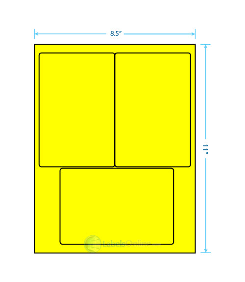 4" x 6" - 3 up - Fluorescent Yellow (Laser)