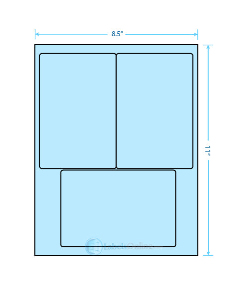 4" x 6" - 3 up - Pastel Blue (Laser)