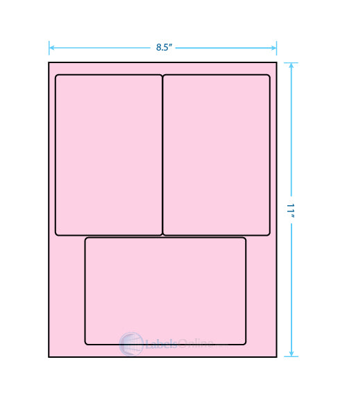 4" x 6" - 3 up - Pastel Pink (Laser)