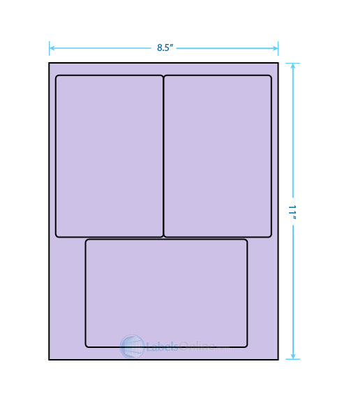 4" x 6" - 3 up - Pastel Purple (Laser)