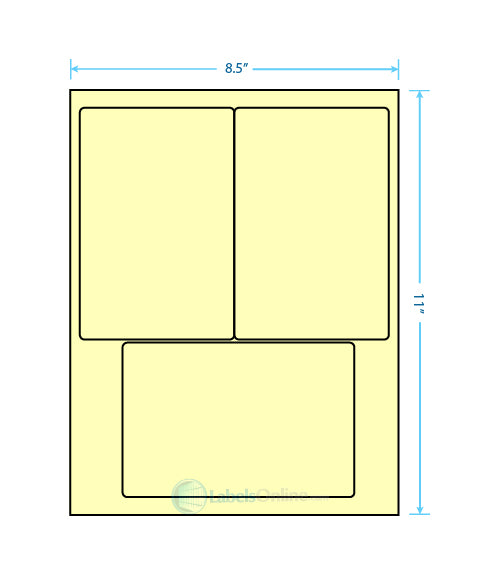 4" x 6" - 3 up - Pastel Yellow (Laser)