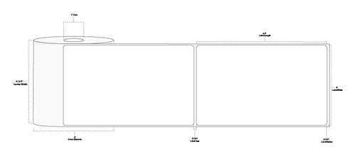 4" x 6.5" Floodcoated Direct Thermal Paper Label; Perforated; 1" Core; 4" OD; 12 Rolls/carton (230 Labels/roll) - 032 Red