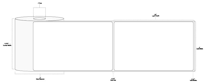 4" x 6.5" Floodcoated Direct Thermal Paper Label; Perforated; 1" Core; 4" OD; 12 Rolls/carton (230 Labels/roll) - 1505 Orange