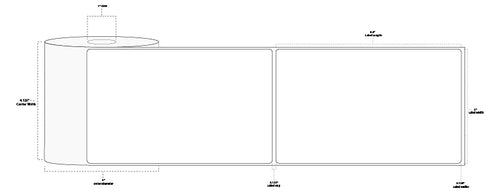 4" x 6.5" Floodcoated Direct Thermal Paper Label; Perforated; 1" Core; 4" OD; 12 Rolls/carton (230 Labels/roll) - 292 Blue