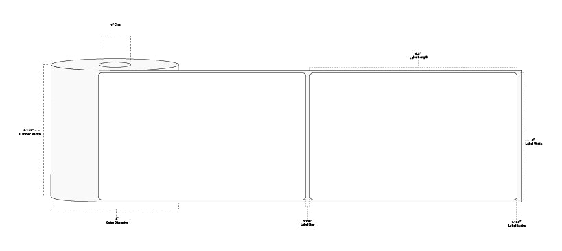 4" x 6.5" Floodcoated Direct Thermal Paper Label; Perforated; 1" Core; 4" OD; 12 Rolls/carton (230 Labels/roll) - 345 Green