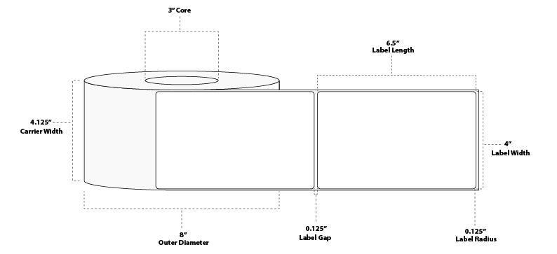 4" x 6.5" Floodcoated Thermal Transfer Paper Label; Perforated; 3" Core; 8" OD; 4 Rolls/carton (900 Labels/roll) - Orange PMS 021