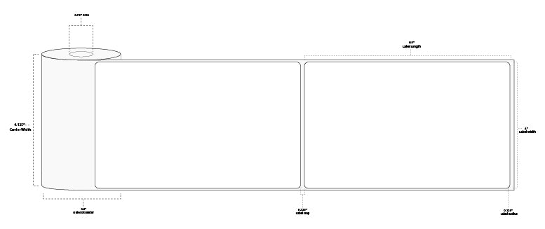 4" x 6.5" Premium Direct Thermal Paper Label; Perforated; 0.75" Core; 2.5" OD; 36 Rolls/carton (90 Labels/roll) - For Zebra Printers: QL, QL Plus Series / Datamax: RL4, RL3