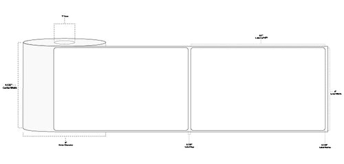 4" x 6.5" Premium Direct Thermal Paper Label; Perforated; 1" Core; 4" OD; 12 Rolls/carton (230 Labels/roll)