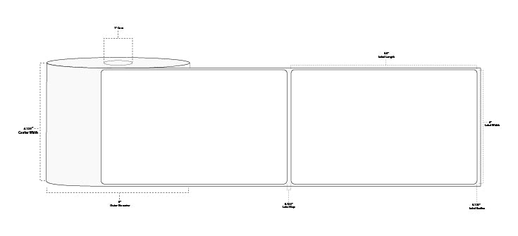 4" x 6.5" Premium Direct Thermal Paper Label; Perforated; 1" Core; 5" OD; 12 Rolls/carton (380 Labels/roll)