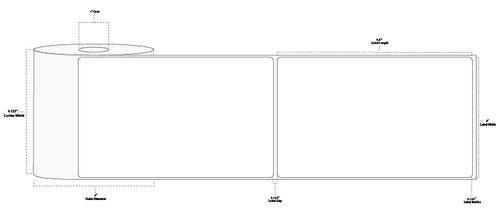 4" x 6.5" Premium Thermal Transfer Paper Label; Perforated; 1" Core; 4" OD; 12 Rolls/carton (230 Labels/roll)
