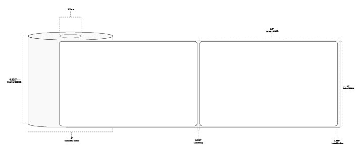 4" x 6.5" Standard Direct Thermal Paper Label; Perforated; 1" Core; 4" OD; 16 Rolls/carton (250 Labels/roll)