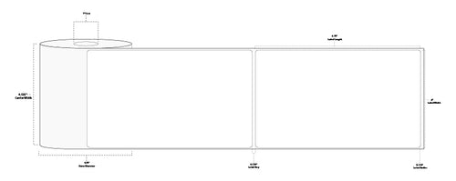 4" x 6.75" Standard Direct Thermal Paper Label; No Perf; 1" Core; 3.75" OD; 12 Rolls/carton (250 Labels/roll)