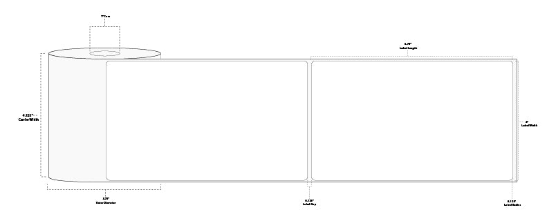 4" x 6.75" Standard Direct Thermal Paper Label; No Perf; 1" Core; 3.75" OD; 12 Rolls/carton (250 Labels/roll)