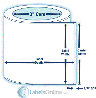 4" x 6"  Direct Thermal Paper Label;  3" Core;  Perforated; 4 Rolls/case; 1000 Labels/roll - Glassine liner