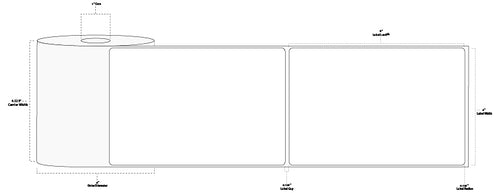 4" x 6" Floodcoated Thermal Transfer Paper Label; Perforated; 1" Core; 4" OD; 12 Rolls/carton (250 Labels/roll) - 032 Red