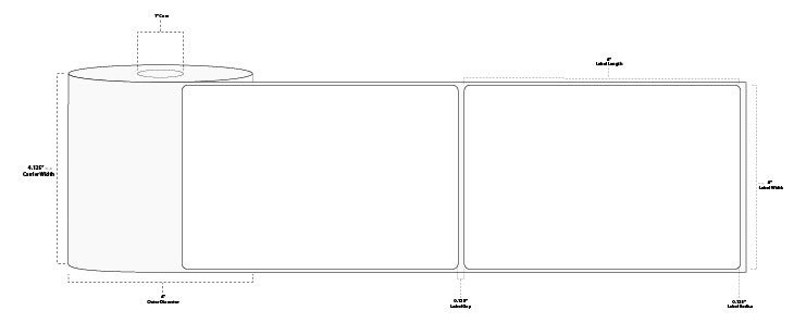 4" x 6" Floodcoated Thermal Transfer Paper Label; Perforated; 1" Core; 4" OD; 12 Rolls/carton (250 Labels/roll) - 290 Blue