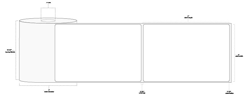 4" x 6" Premium Direct Thermal Paper Label; No Perf; 1" Core; 4" OD; 12 Rolls/carton (245 Labels/roll)