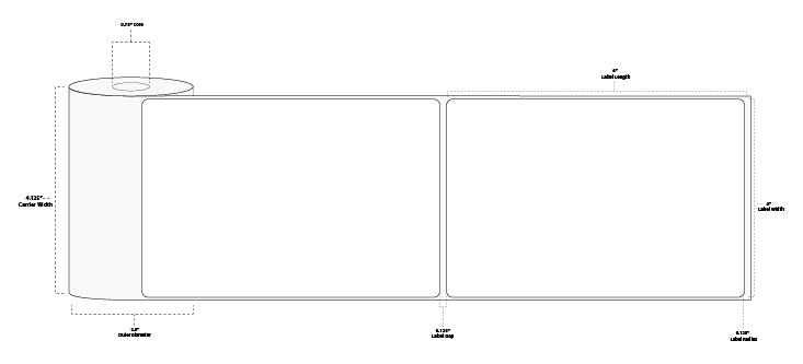 4" x 6" Premium Direct Thermal Paper Label; Perforated; 0.75" Core; 2.5" OD; 36 Rolls/carton (105 Labels/roll)
