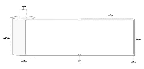 4" x 6" Premium Direct Thermal Paper Label; Perforated; 0.75" Core; 2.5" OD; 36 Rolls/carton (105 Labels/roll)