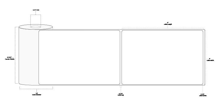 4" x 6" Premium Direct Thermal Paper Label; Perforated; 0.75" Core; 2.5" OD; 36 Rolls/carton (105 Labels/roll)