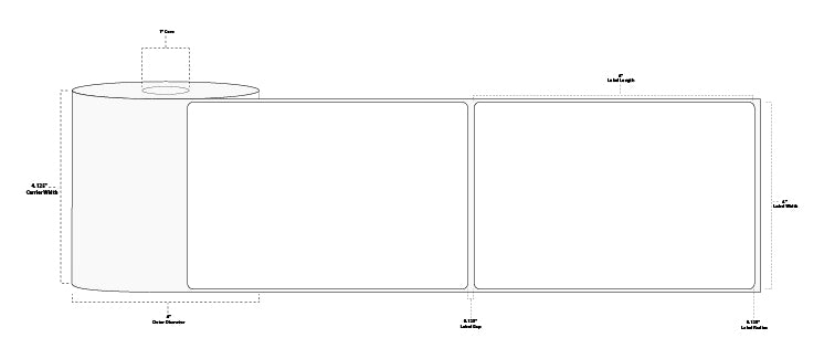 4" x 6" Premium Direct Thermal Paper Label; Perforated; 1" Core; 4" OD; 12 Rolls/carton (250 Labels/roll)