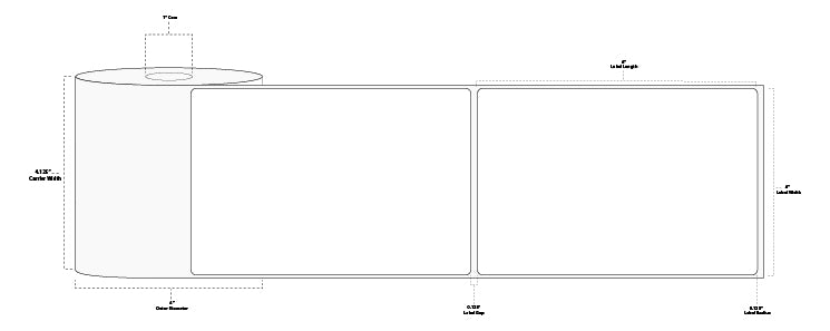 4" x 6" Premium Direct Thermal Paper Label; Perforated; 1" Core; 4" OD; 12 Rolls/carton (250 Labels/roll)