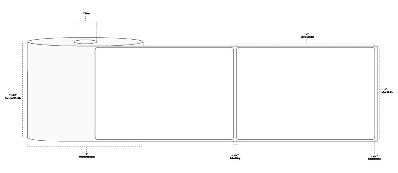 4" x 6" Premium Thermal Transfer Paper Label; Perforated; 1" Core; 5" OD; 12 Rolls/carton (475 Labels/roll)