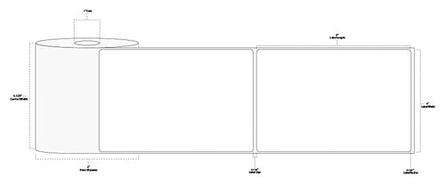 4" x 6" Standard Direct Thermal Paper Label; Perforated; 1" Core; 4" OD; 12 Rolls/carton (250 Labels/roll)