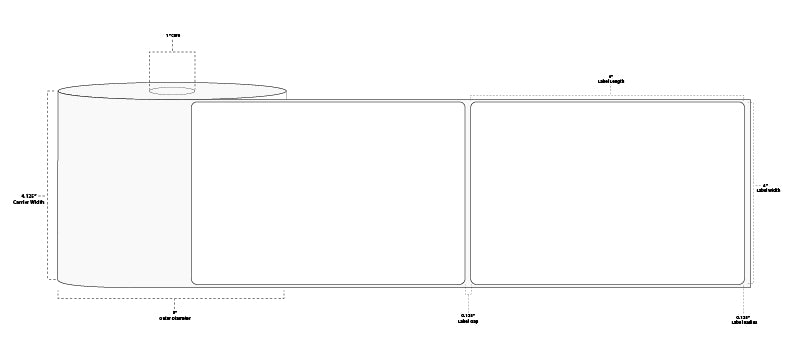 4" x 6" Standard Direct Thermal Paper Label; Perforated; 1" Core; 5" OD; 8 Rolls/carton (475 Labels/roll)