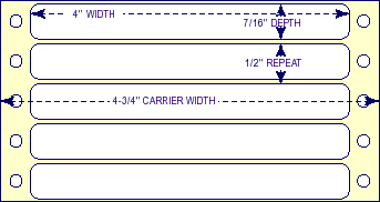 4" x 7/16" - Pinfed Blank EDP Label; 1 Label Across; 10,000 Labels/carton - Fanfolded