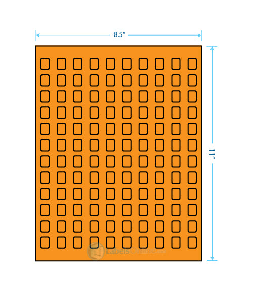 .42" x .58" - 120 up - Fluorescent Orange (Laser)