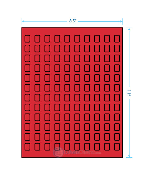 .42" x .58" - 120 up - Fluorescent Red (Laser)