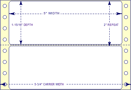 5" x 1-15/16" - Pinfed Blank EDP Label; 1 Label Across; 5,000 Labels/carton - Fanfolded