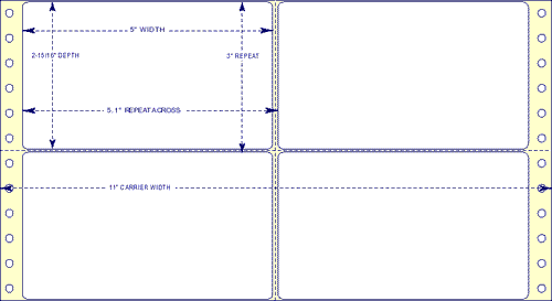 5" x 2-15/16" - Pinfed Blank EDP Label; 2 Labels Across; 5,000 Labels/carton - Fanfolded