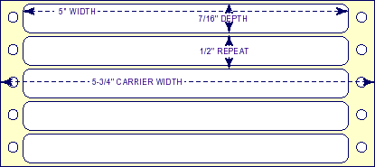 5" x 7/16" - Pinfed Blank EDP Label; 1 Label Across; 10,000 Labels/carton - Fanfolded
