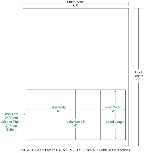 6" x 4" & 2" x 4" Integrated Labels; 2 up (1,500 sheets/case)