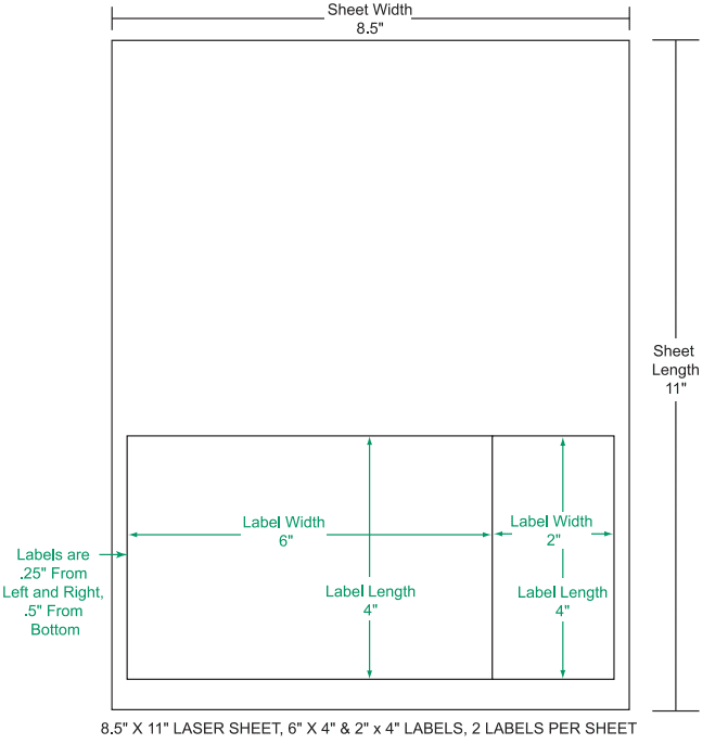 6" x 4" & 2" x 4" Integrated Labels; 2 up (1,500 sheets/case)