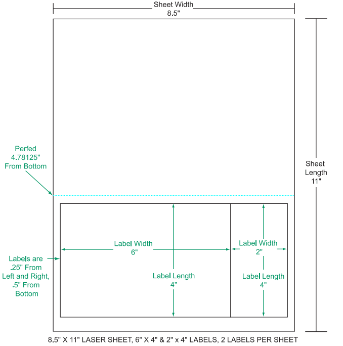 6" x 4" and 2" x 4" Integrated Labels; 2 up (1,500 sheets/case)