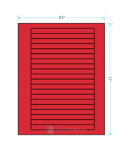 6.25" x .5" - 20 up - Fluorescent Red